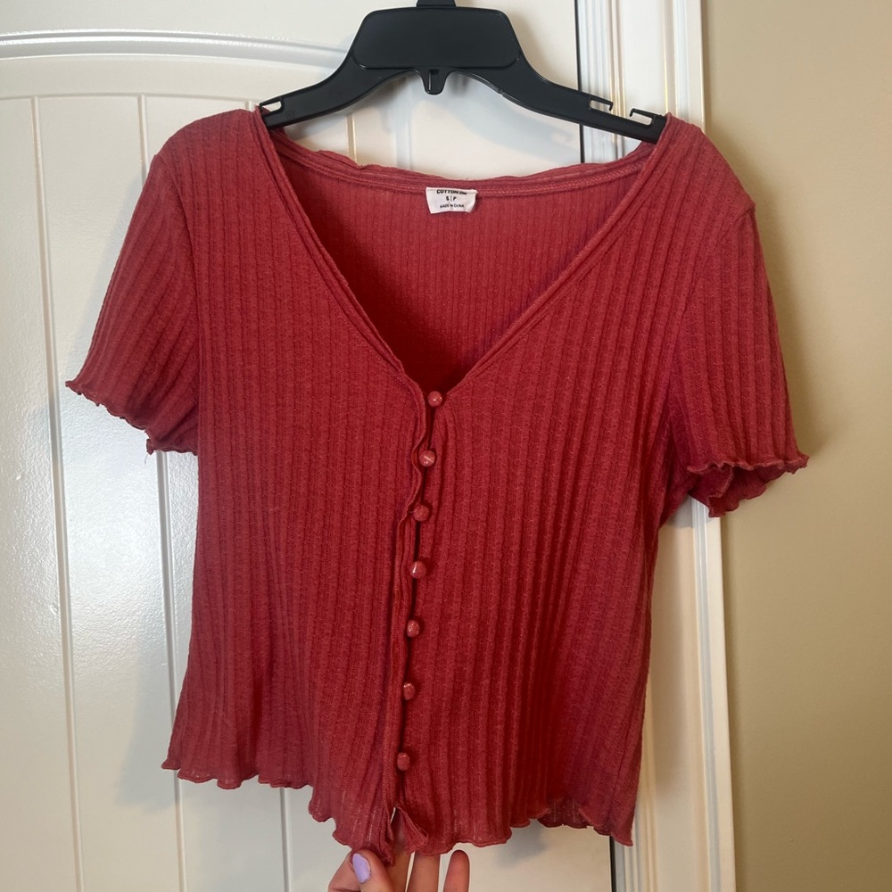 Cotton On Red Cropped Shirt